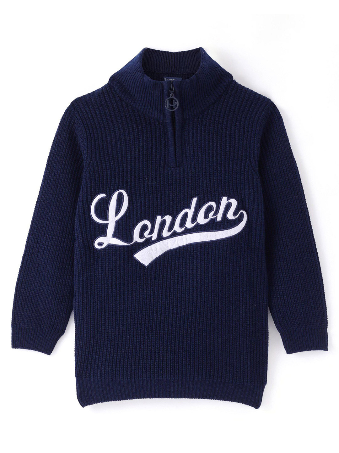 

Honeyhap Kids Printed Half Front Open Pullover, Navy blue