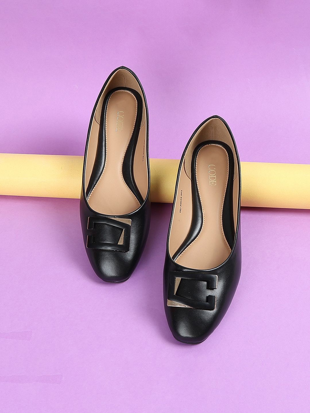 

CODE by Lifestyle Women Slip-On PU Ballerinas Flats, Black