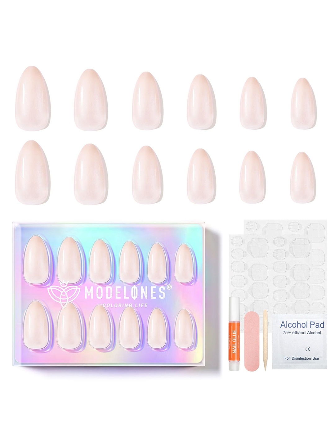 

Modelones Set Of 30 Reusable Press On Nails Kit - Moonstone, Multi