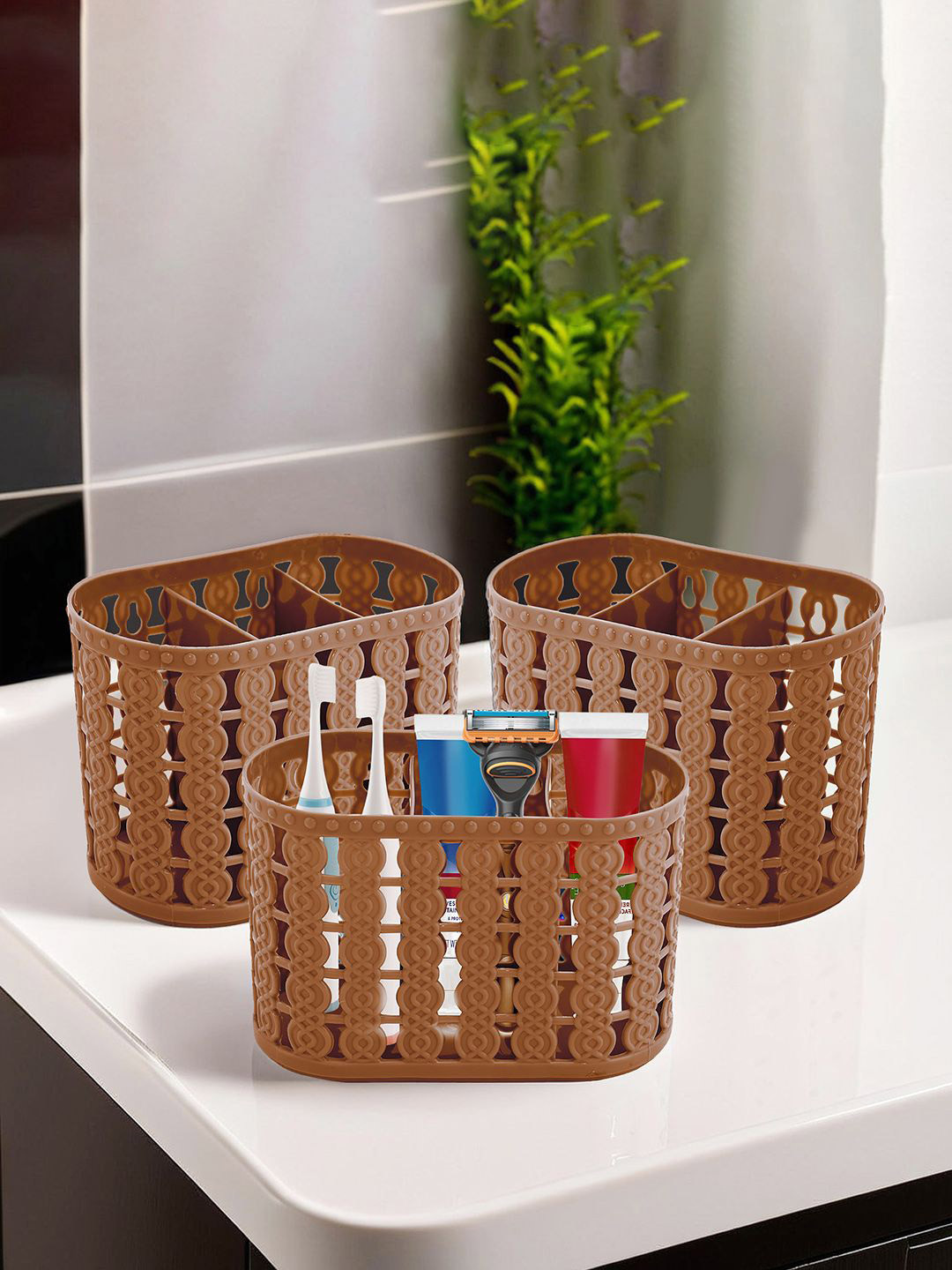 

Kuber Industries Beige 3 Pieces Hanging & Wall Mounted Organisers