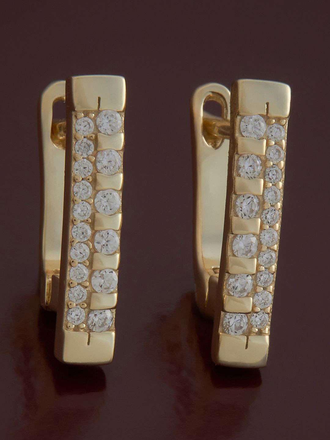 

Kushal's Fashion Jewellery Sterling Silver Zircon Gold-Plated Hoop Earrings