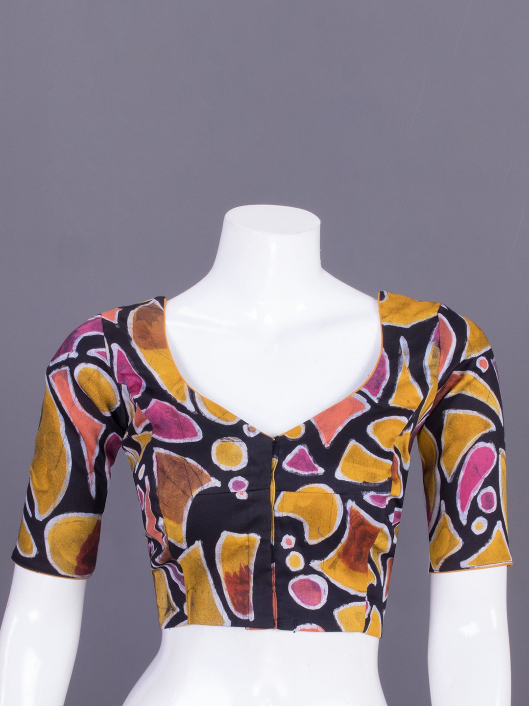 

Avishya Printed Cotton Short Sleeve Saree Blouse, Black