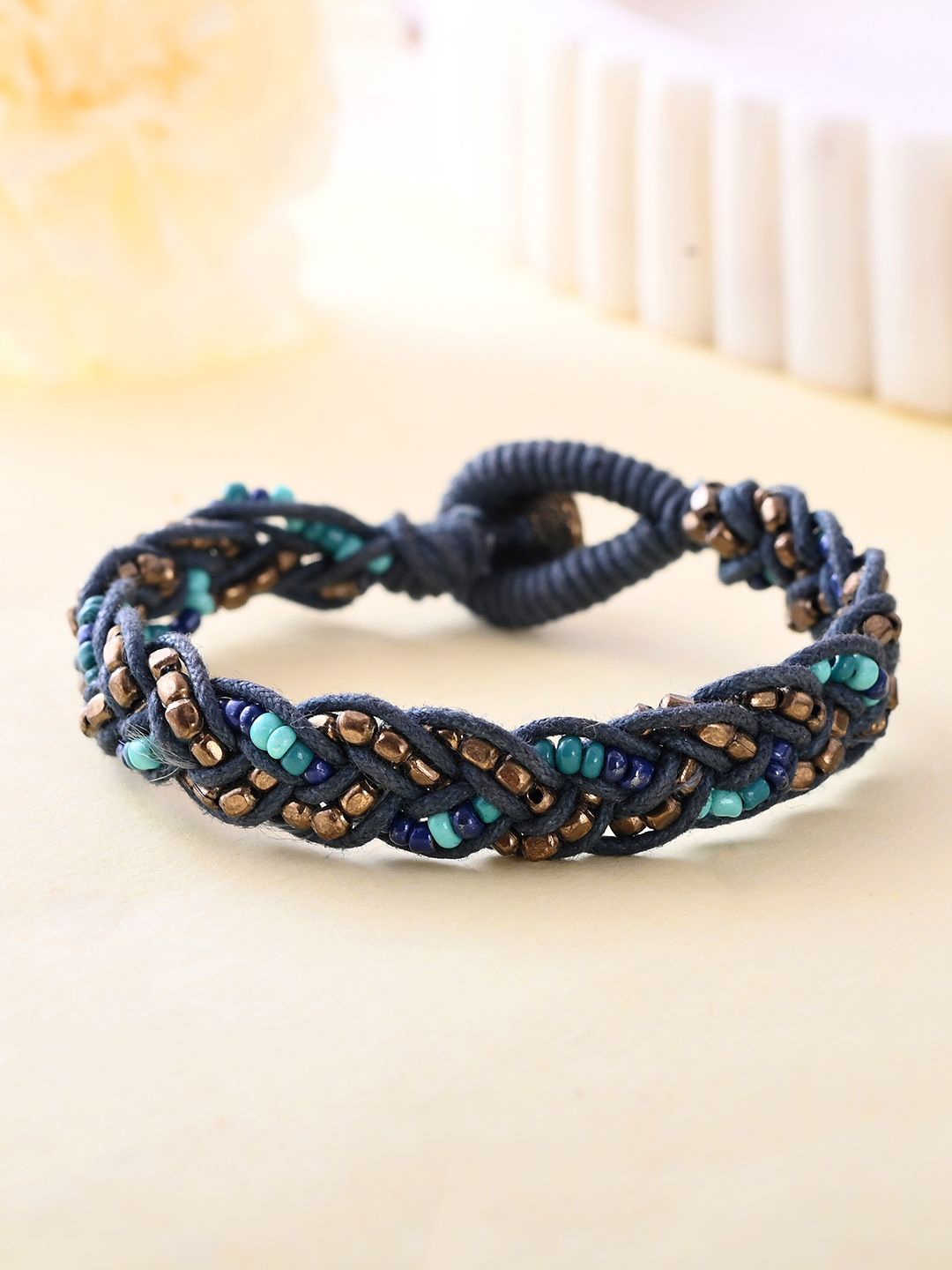 

RICHEERA Gold-Plated Beaded Wraparound Bracelet, Blue