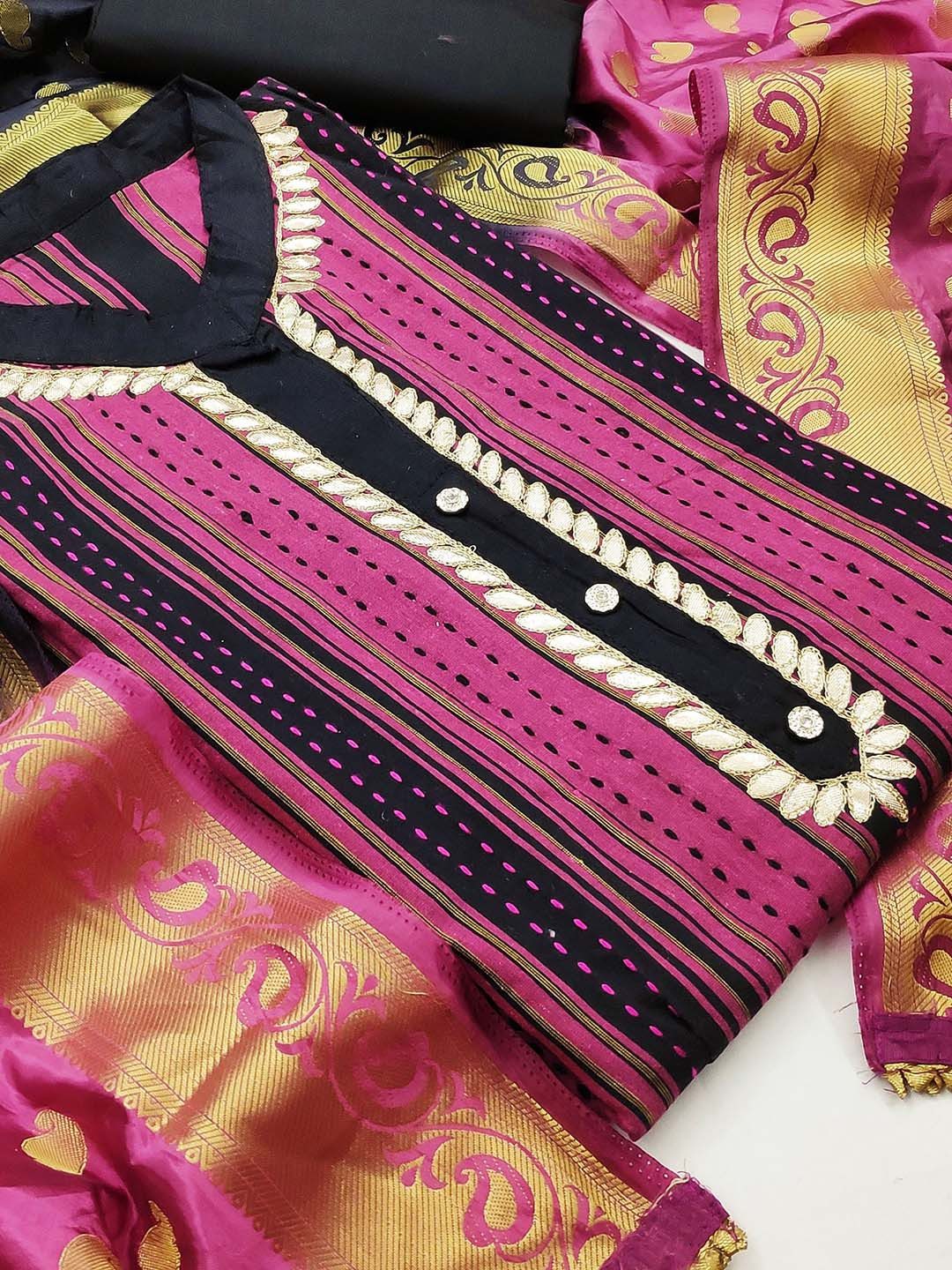 

Maroosh Abstract Embroidered Unstitched Dress Material, Pink