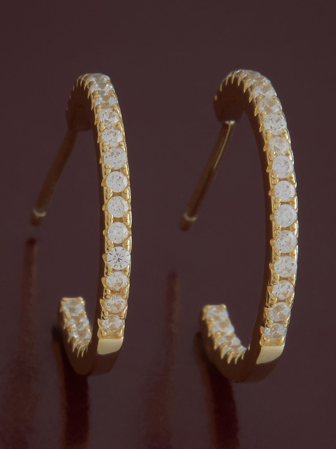 

Kushal's Fashion Jewellery Sterling Silver Zircon Gold-Plated Half Hoop Earrings