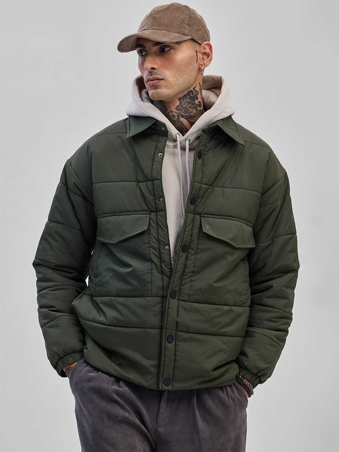 

Snitch Spread Collar Padded Jacket, Olive