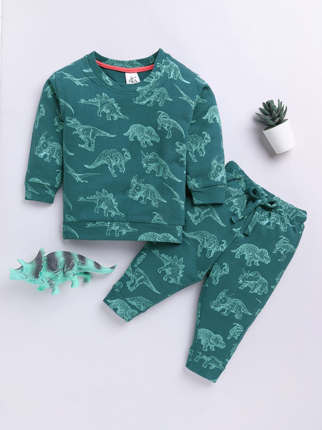 

Clt.s Kids- Unisex Printed T-shirt with Trousers, Teal