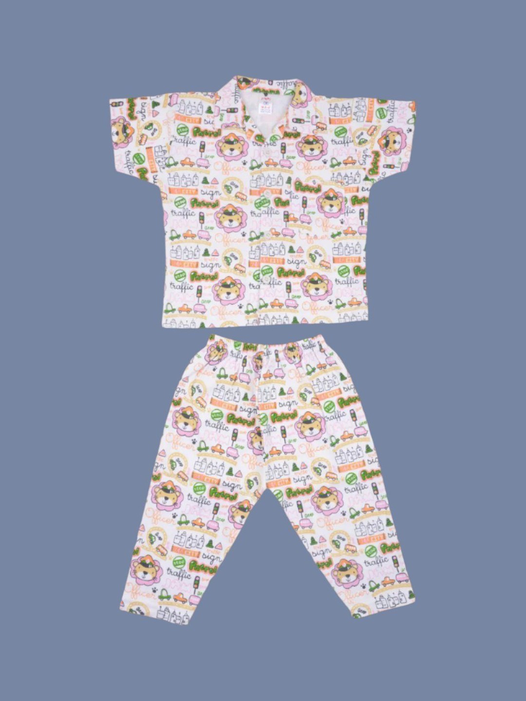 

Yellow Bee Boys Printed Pure Cotton Night suit, White