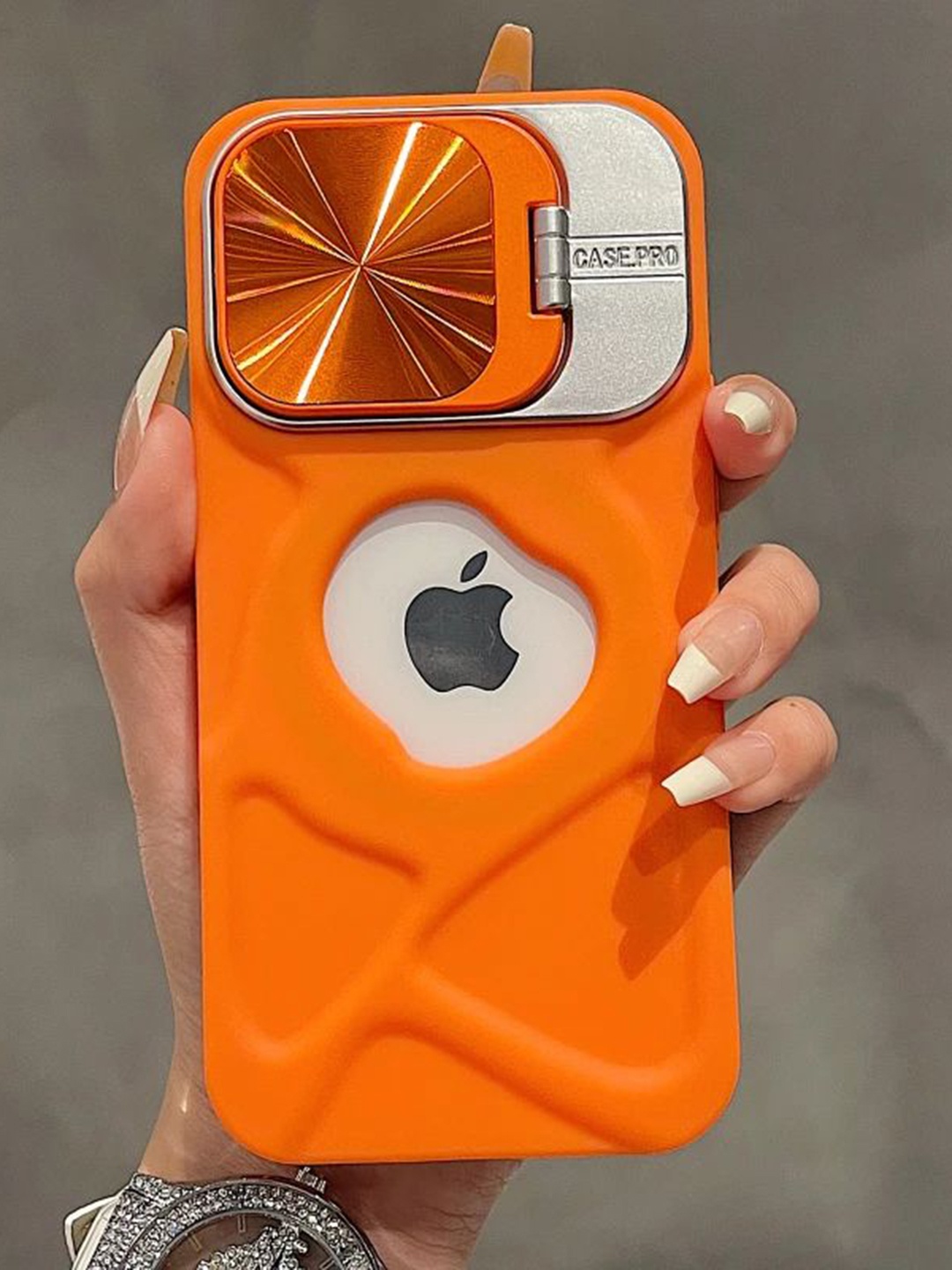 

Luxury Kase Solid Printed iPhone 13 Pro Max Back Case Mobile Accessories, Orange