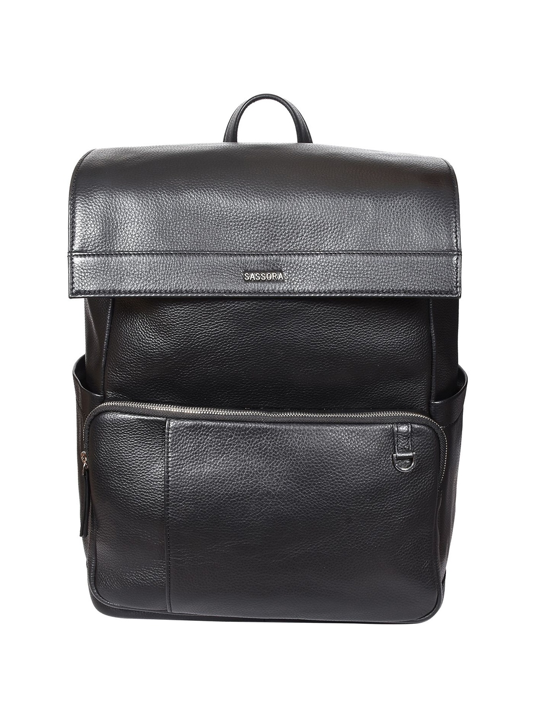 

Sassora Men Leather Backpack with Compression Straps, Black