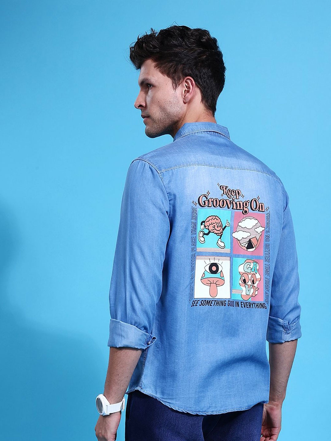 

The Indian Garage Co Men Slim Fit Printed Casual Shirt, Blue