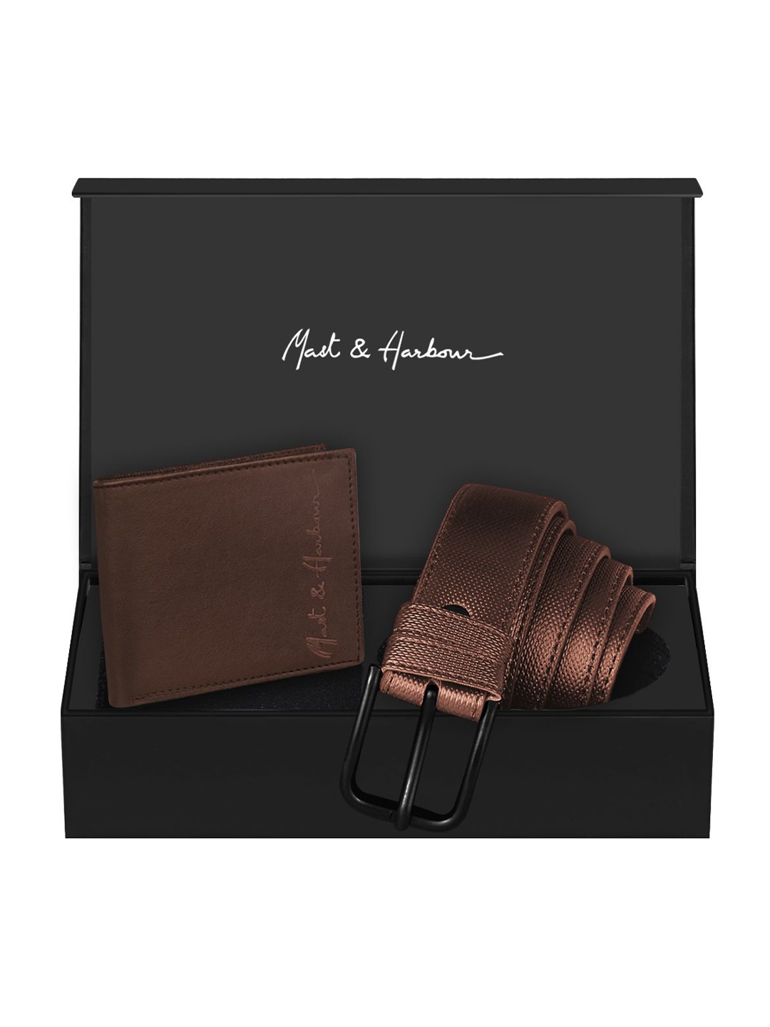 

Mast & Harbour Men Accessory Gift Set of Wallet and Belt, Brown