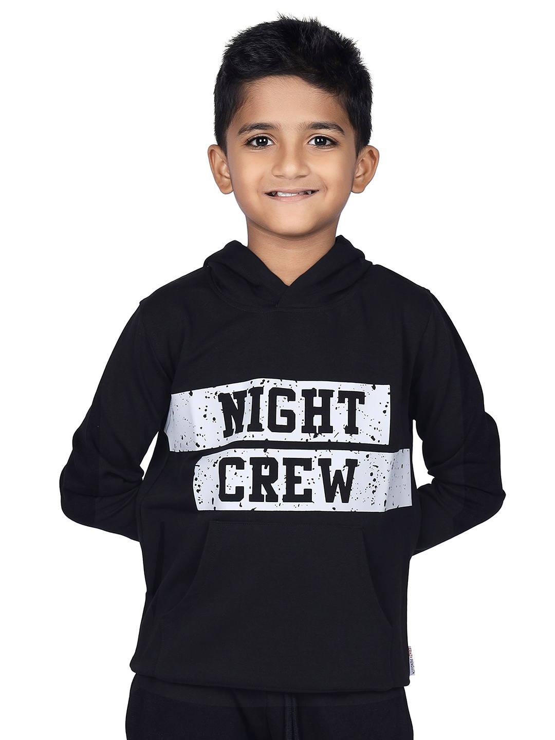 

CRAZYPENGUIN ELITE Boys Printed Hooded Long Sleeves Sweatshirt, Black