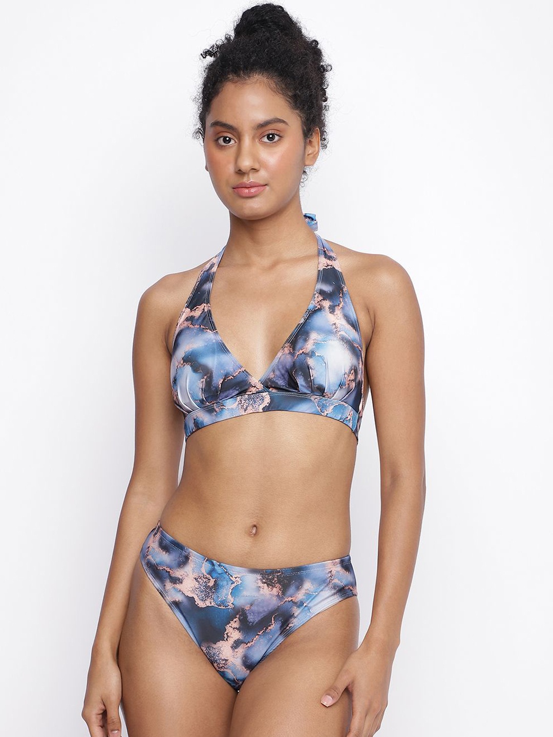 

La Intimo Printed Halter Neck Swim Top, Blue