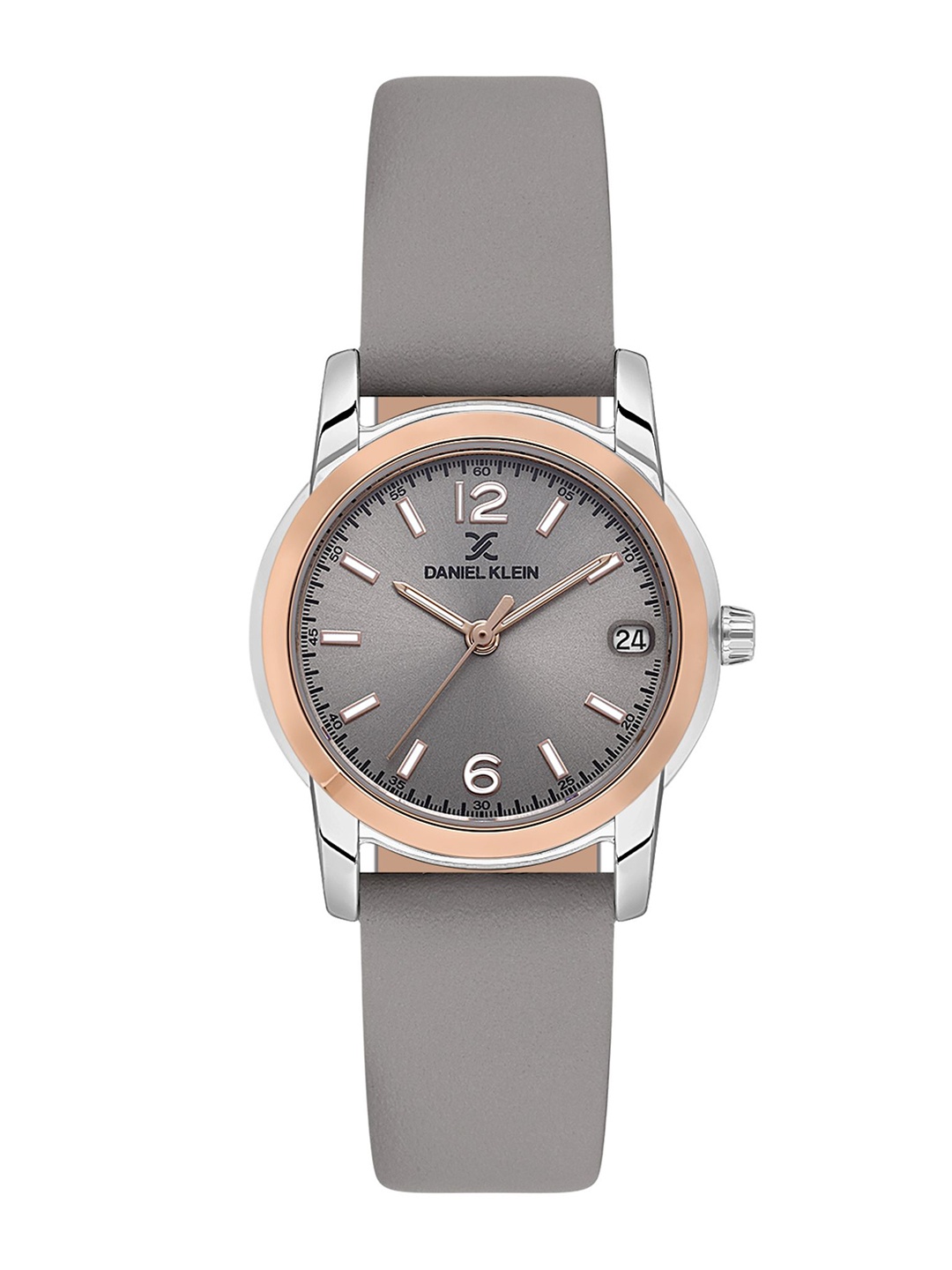 

Daniel Klein Women Round Dial & Leather Straps Quartz Analogue Watch DK.1.13822-6, Grey