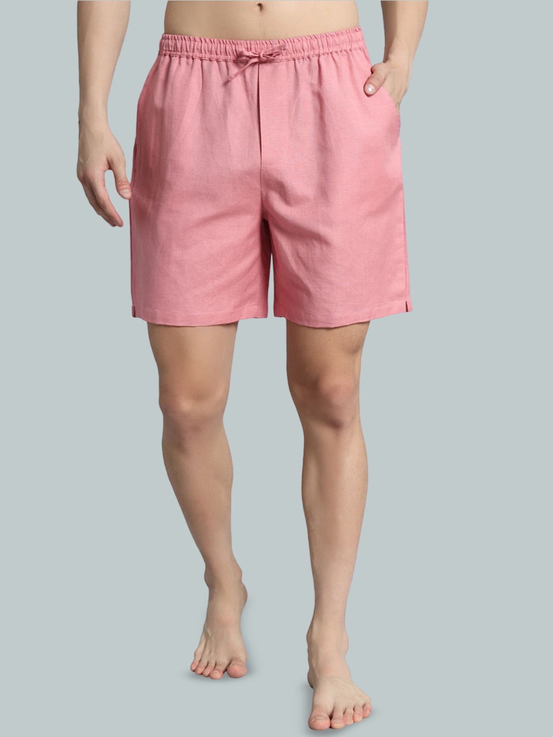 

OWO THE LABEL Men Regular Fit Ultra Comfortable Pure Linen Boxers OTLMB41, Pink