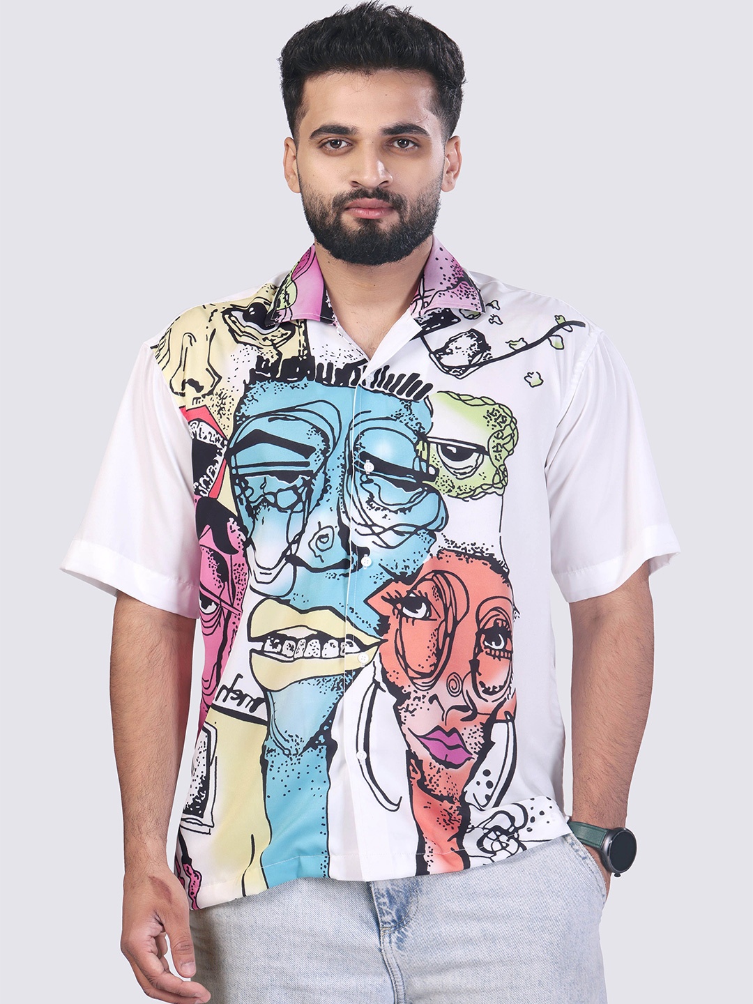 

Cultura Studio Men Comfort Fit Graffiti Persona-Printed Casual Shirt, Multi