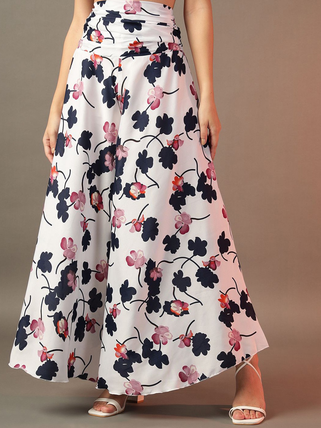 

Trend Arrest Women Floral Printed Wide Leg Palazzos, White