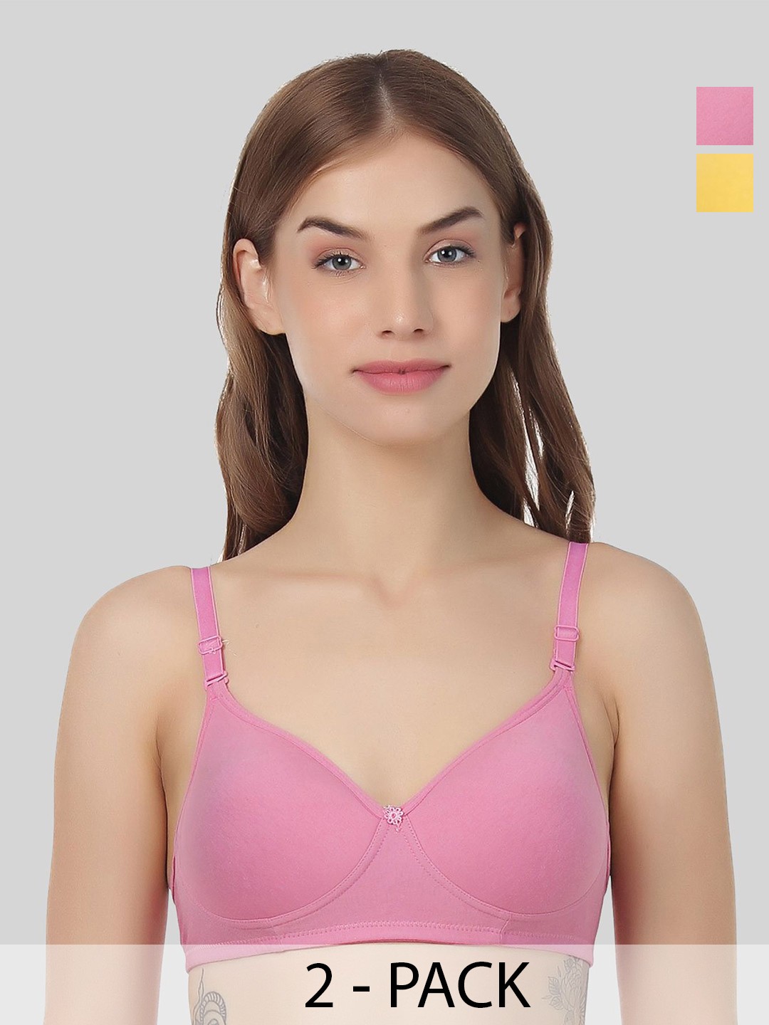 

Designer Bugs Women Pack Of 2 Full Coverage T-Shirt Bra, Pink