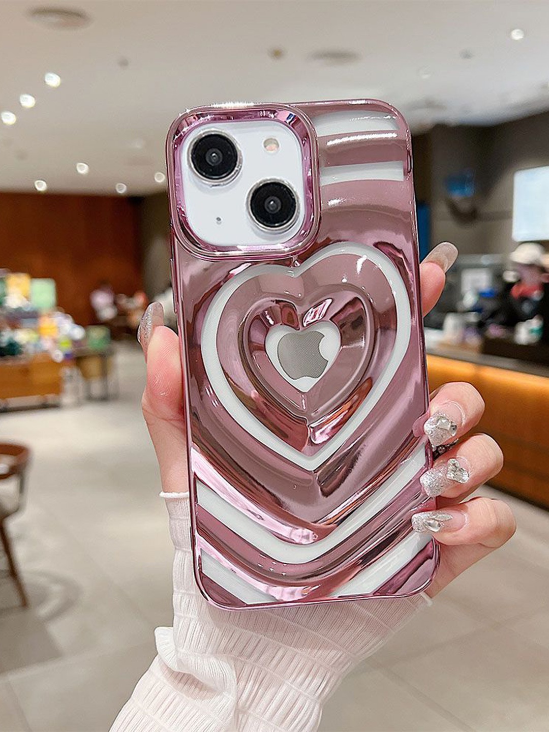 

Luxury Kase Solid Printed iPhone 15 Back Case Mobile Accessories, Rose gold