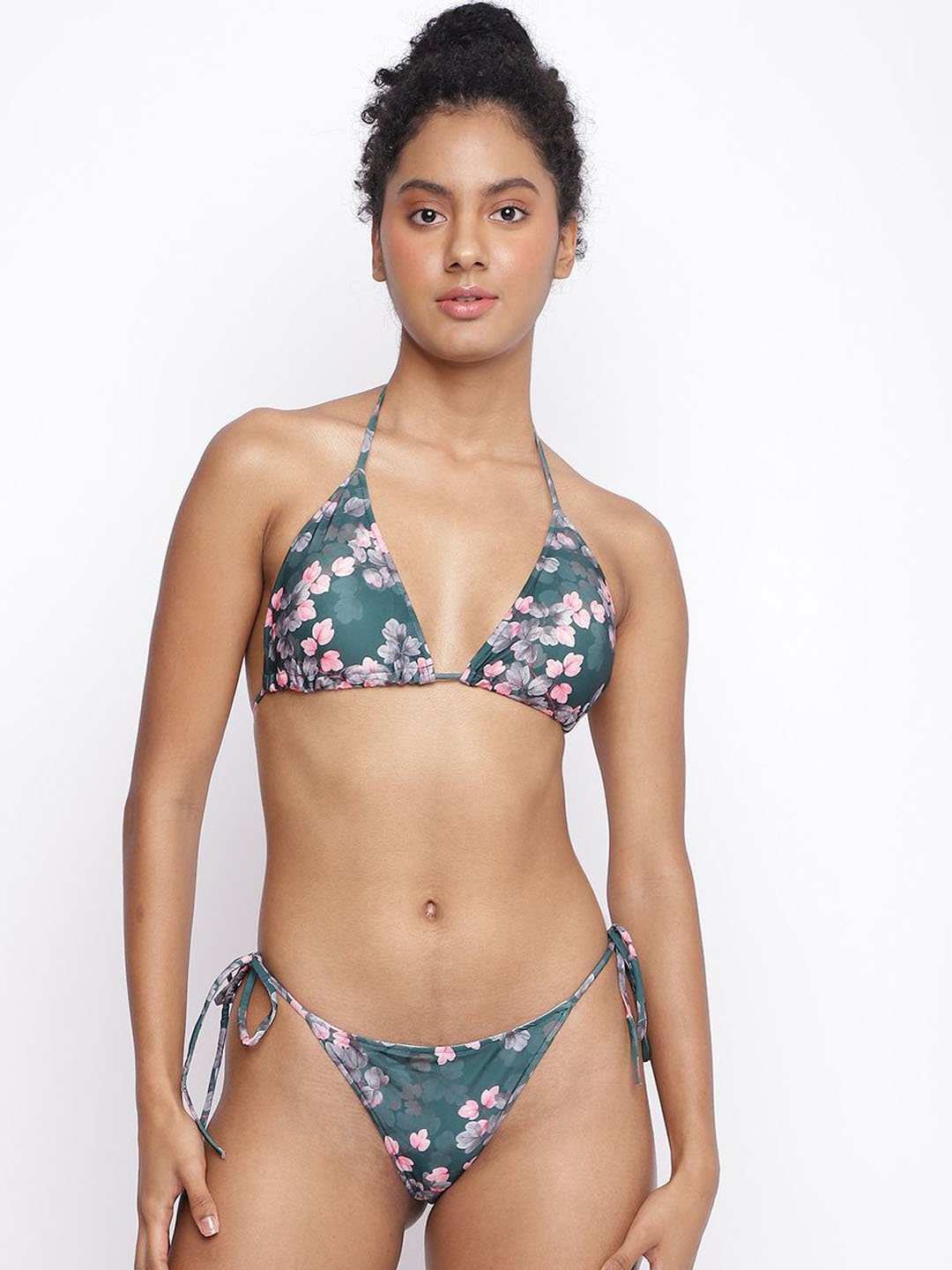 

La Intimo Bitra Tieable Women Printed Swim Bottoms, Green