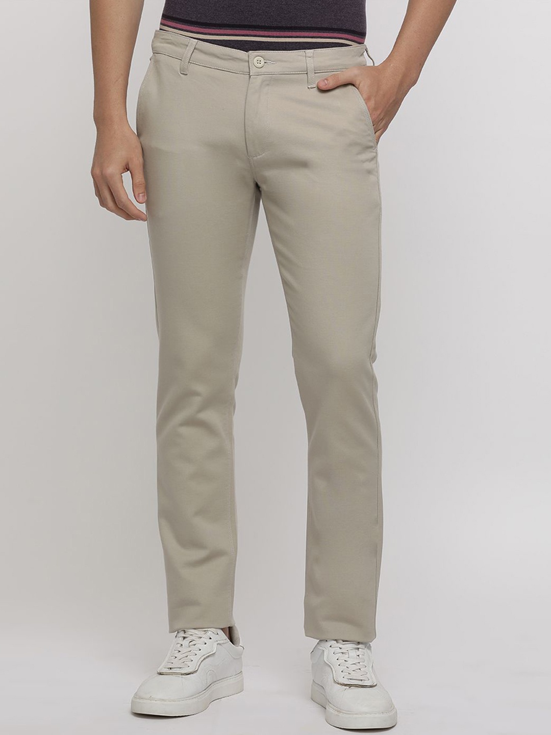 

Crocodile Men Cotton Urban Slim Fit Regular Trousers, Beige