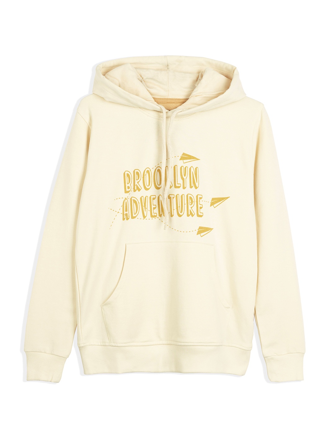 

CRAZYPENGUIN ELITE Boys Typography Printed Cotton Hooded Sweatshirt, Yellow