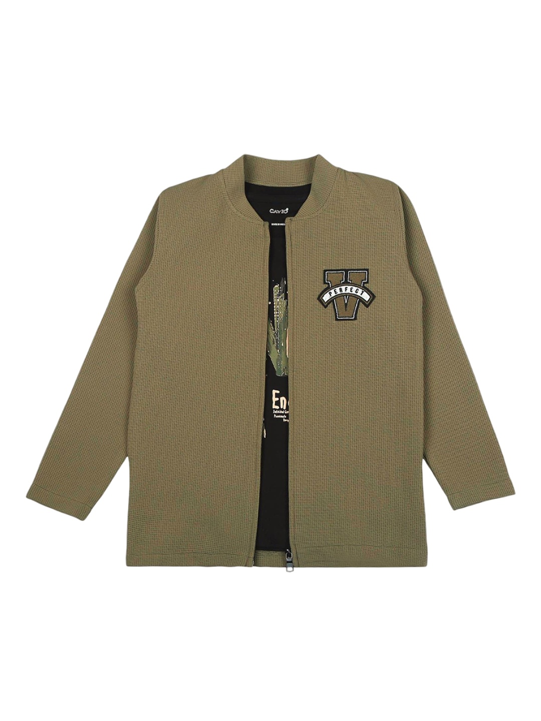 

CAVIO Boys Lightweight Open Front Jacket with T-shirt, Green