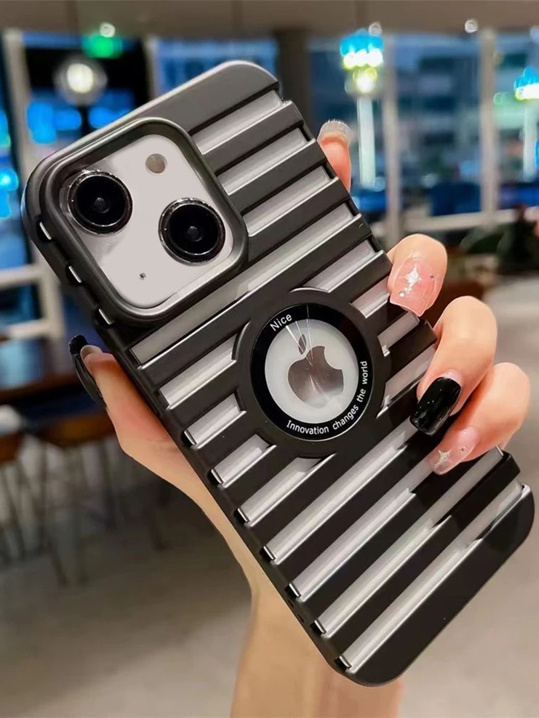 

Luxury Kase Solid Printed iPhone 14 Back Case Mobile Accessories, Black