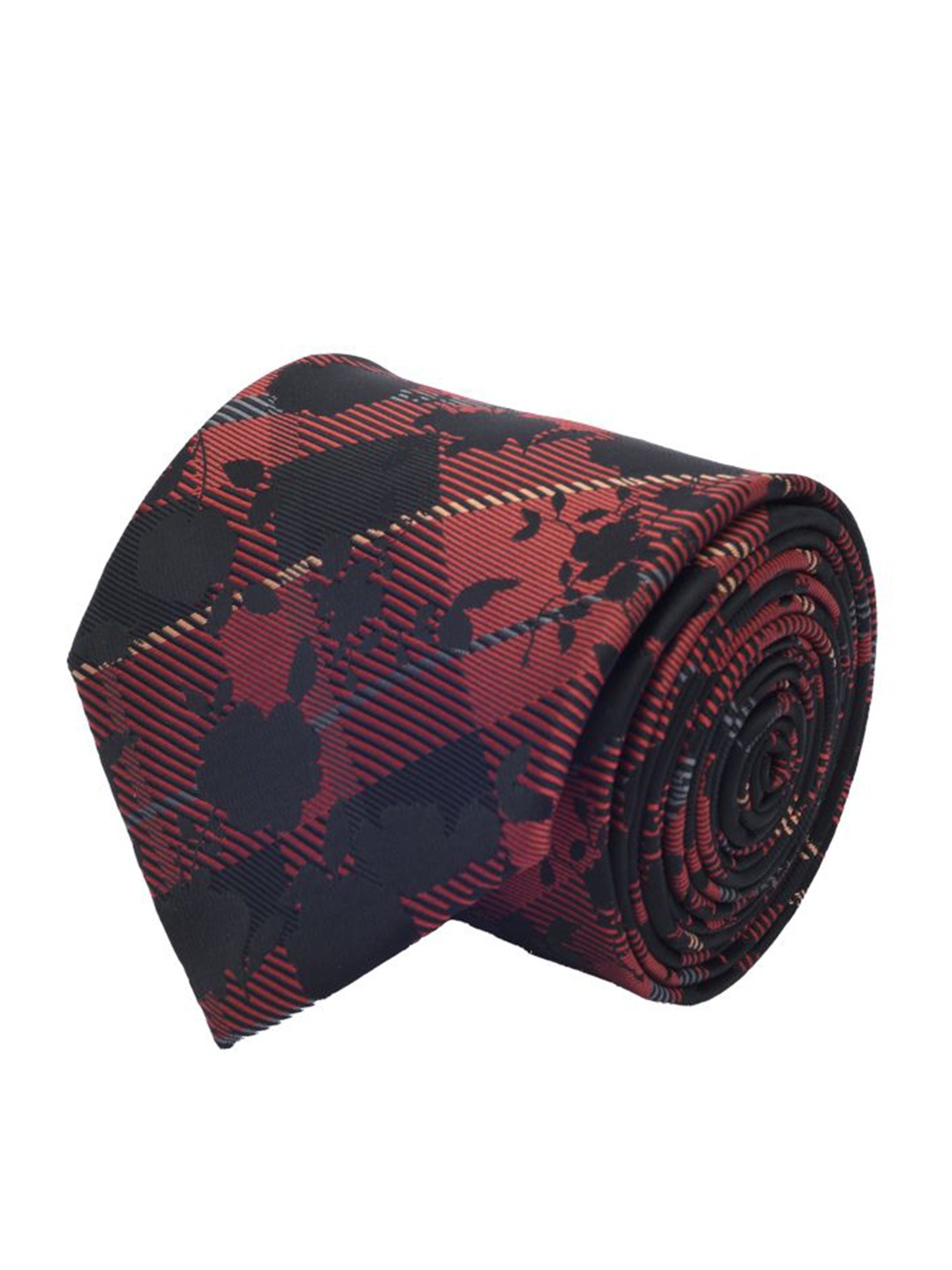 

Cazzano Men Floral Printed Broad Open Tip Tie, Maroon