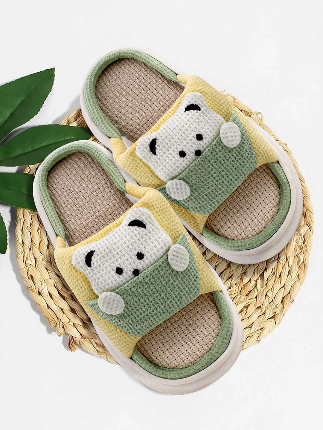 

JENNA Women Self Design Bear Winter Room Slippers, Yellow