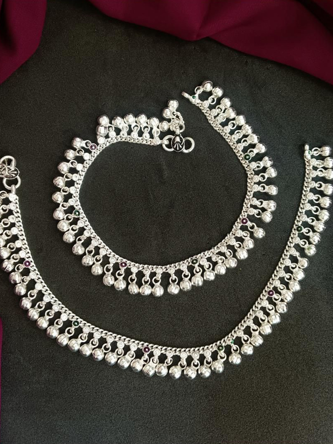 

Efulgenz Set Of 2 Rhodium-Plated Anklets, Silver