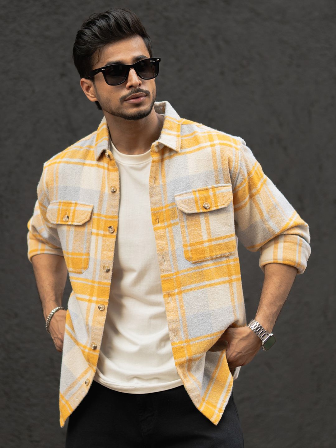 

Powerlook Checked Casual Shirt, Mustard