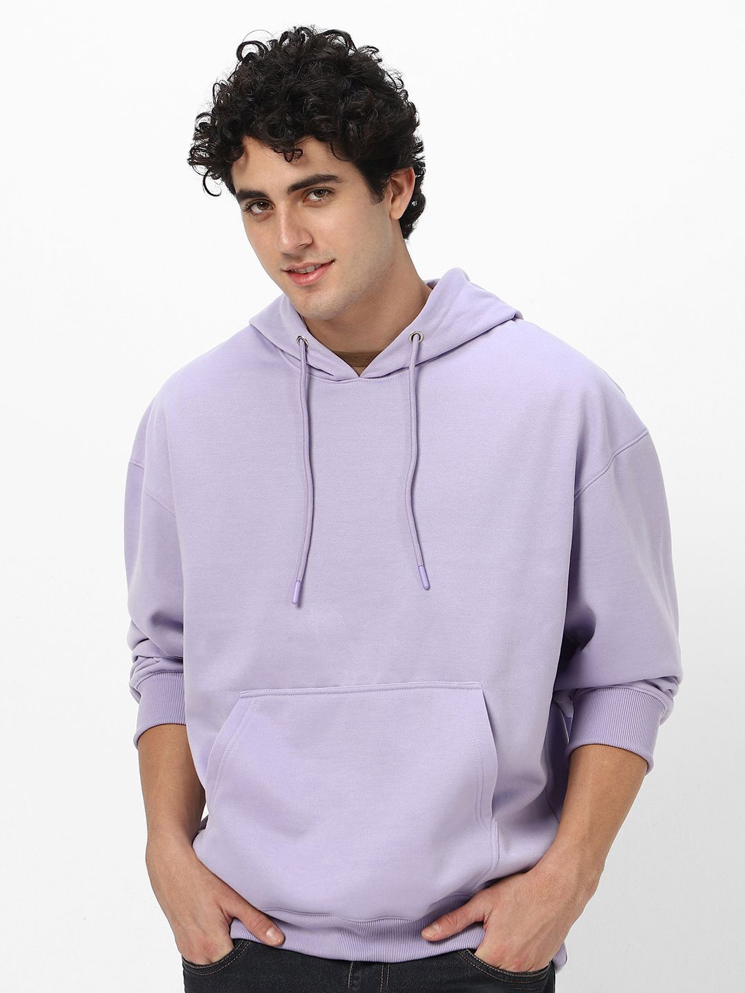 

Urbano Fashion Men Cotton Solid Oversized Hooded Neck Sweatshirt, Purple