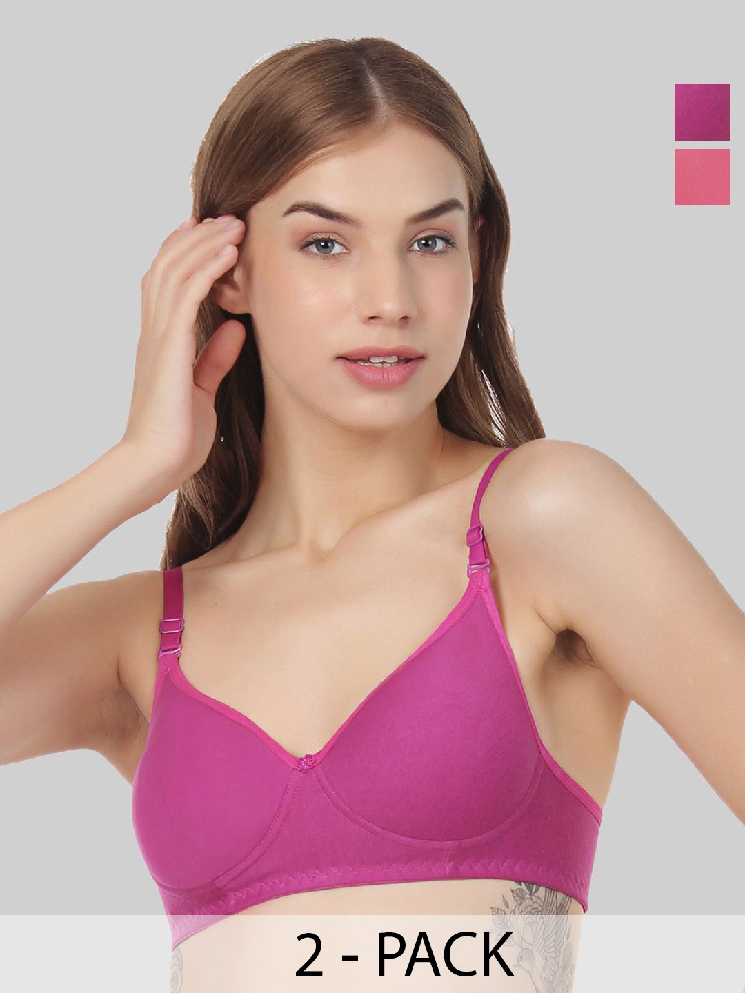 

Designer Bugs Women Pack of 2 Seamless Full Coverage Bra, Purple