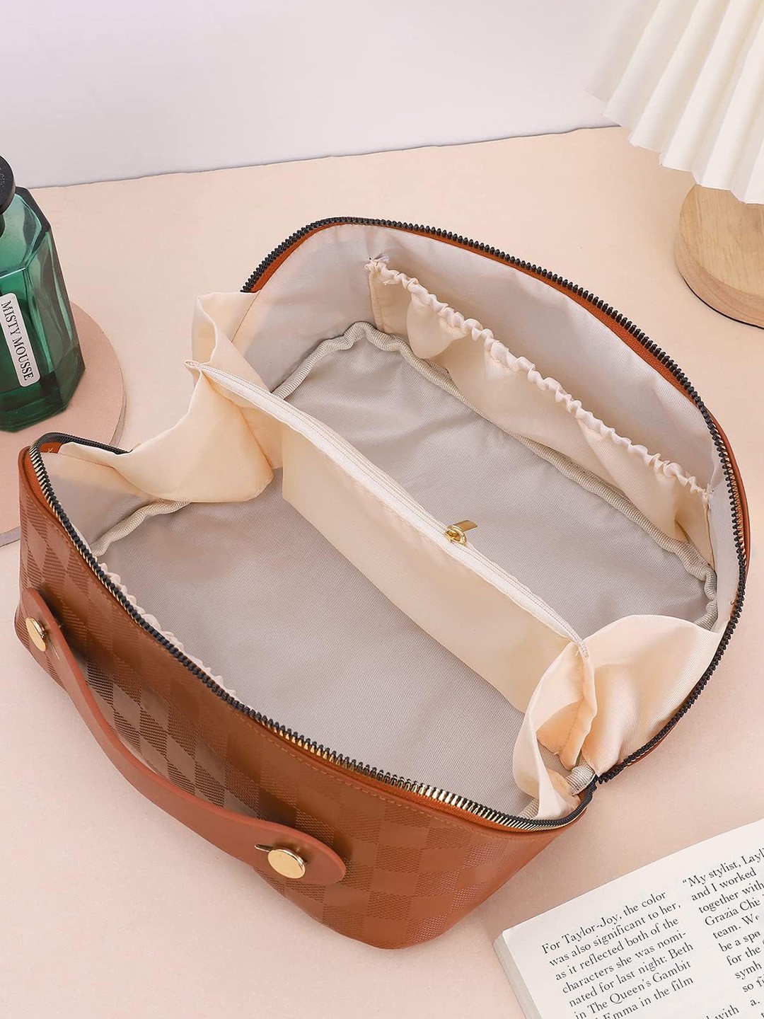

NFI essentials Textured Cosmetic Makeup Pouch - Brown