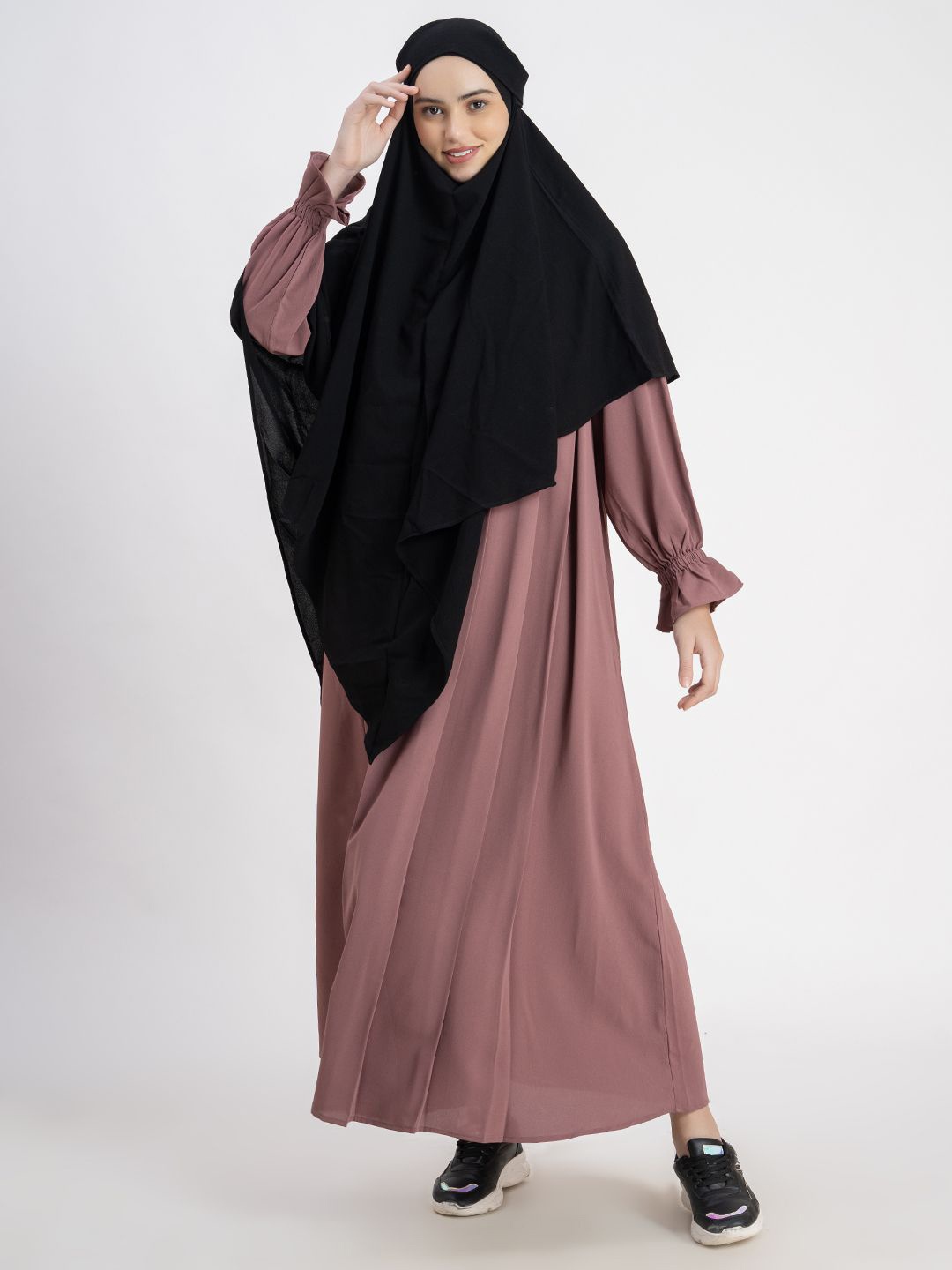 

SANASH Collections Round Neck Khimar Hijab Scarf, Black