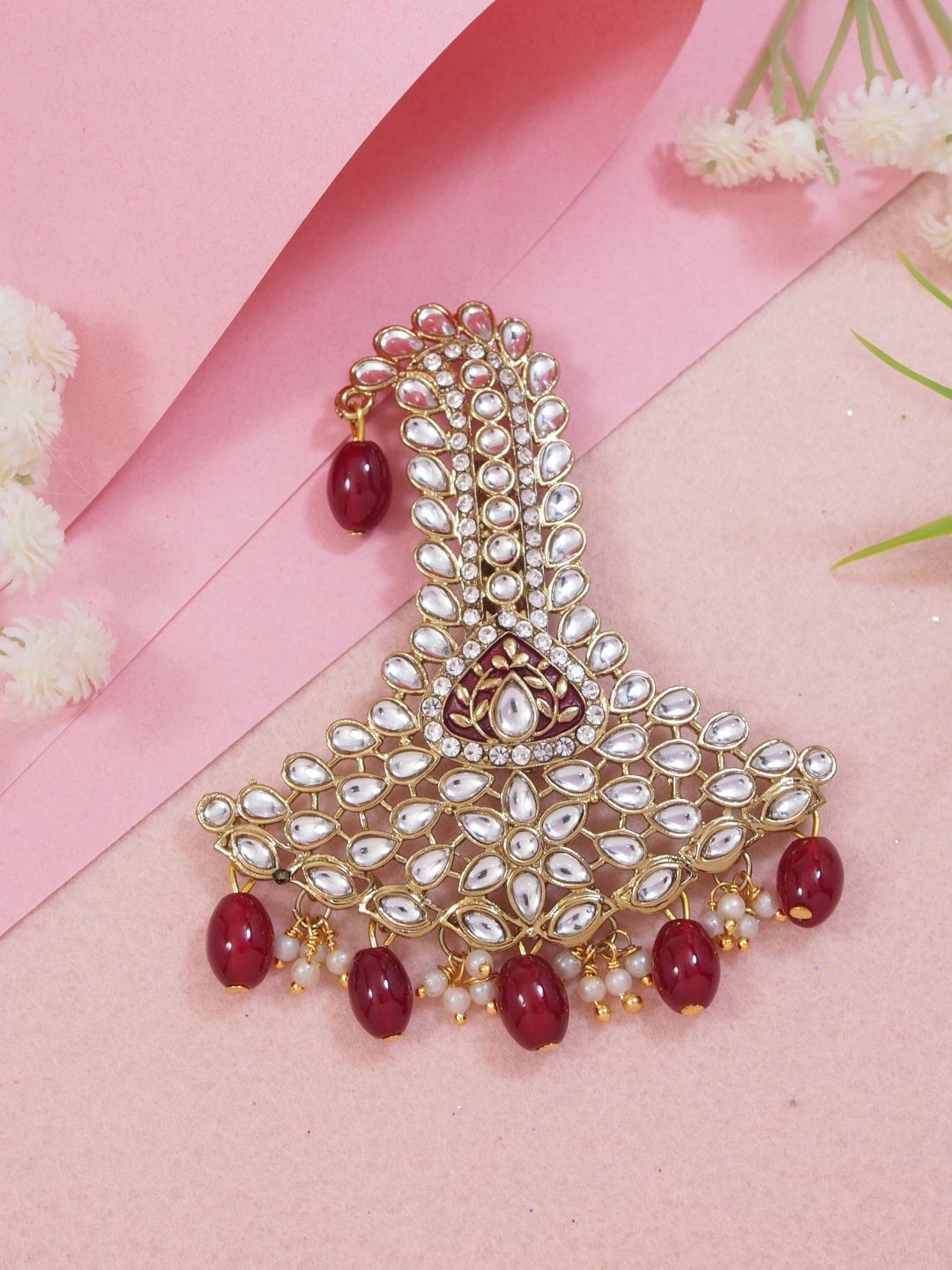 

I Jewels Gold Plated Kundan Safa Kalangi Brooch