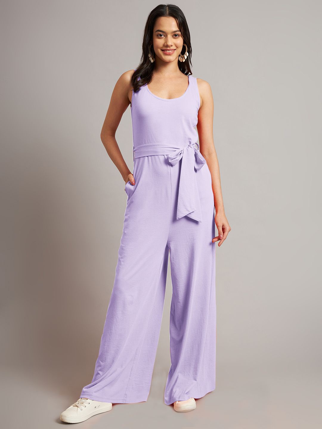 

BRINNS Women Round Neck Cotton Basic Jumpsuit, Lavender
