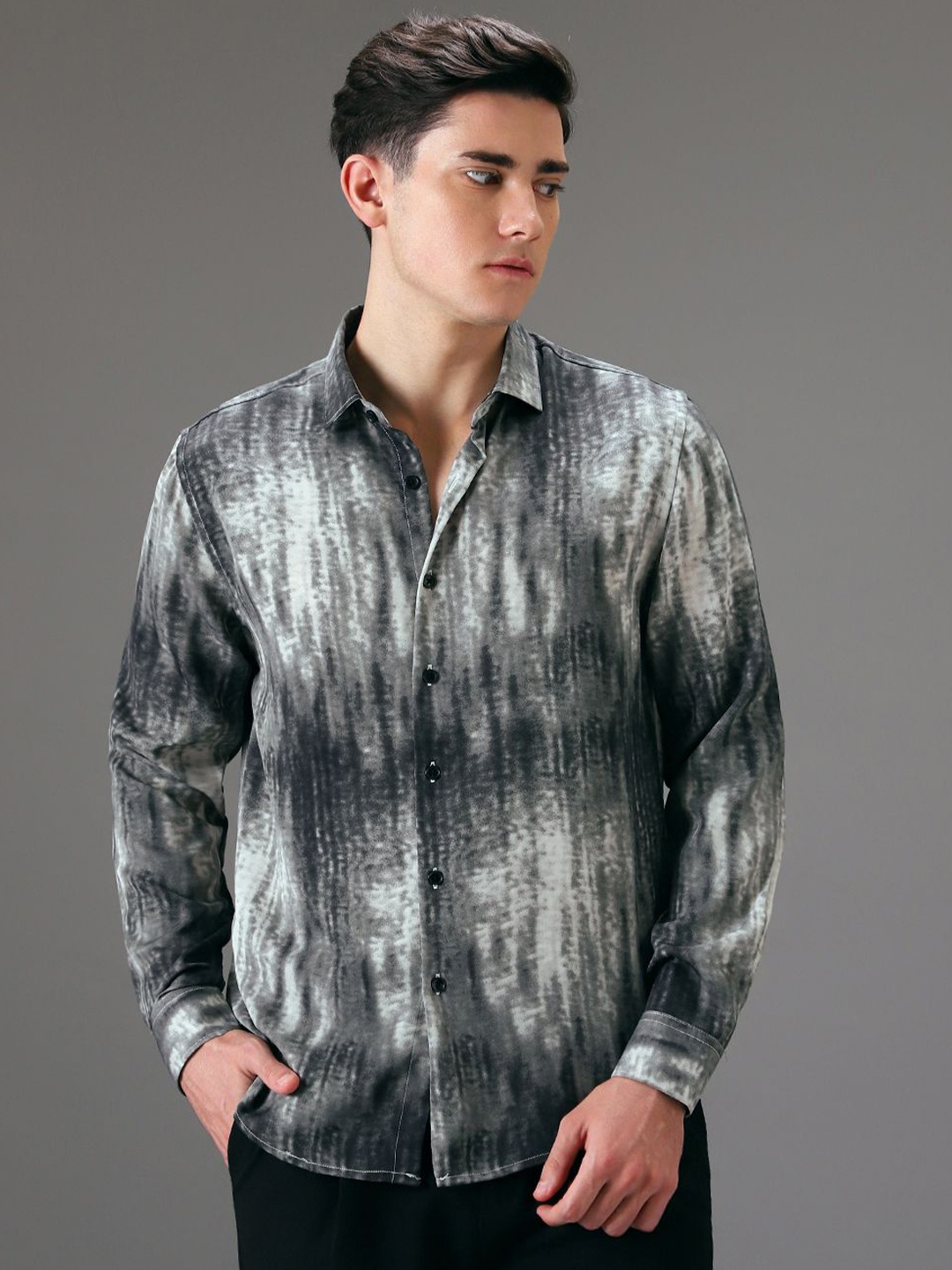 

Banana Club Classic Slim Fit Printed Casual Shirt, Grey