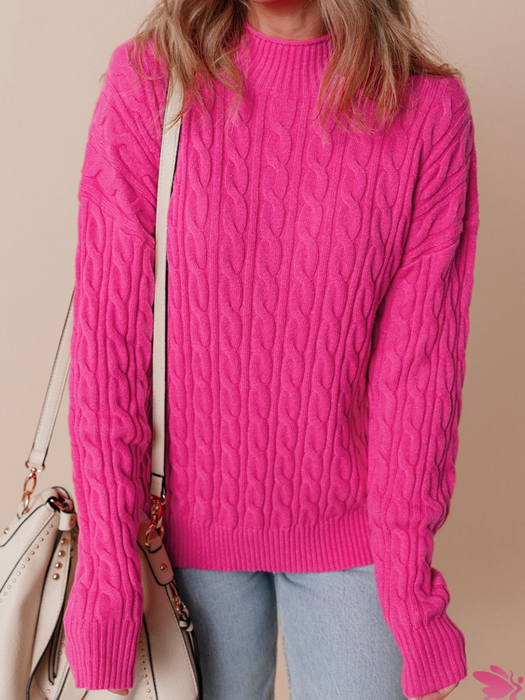 

StyleCast Women Cable Knit Pullover Sweaters, Pink