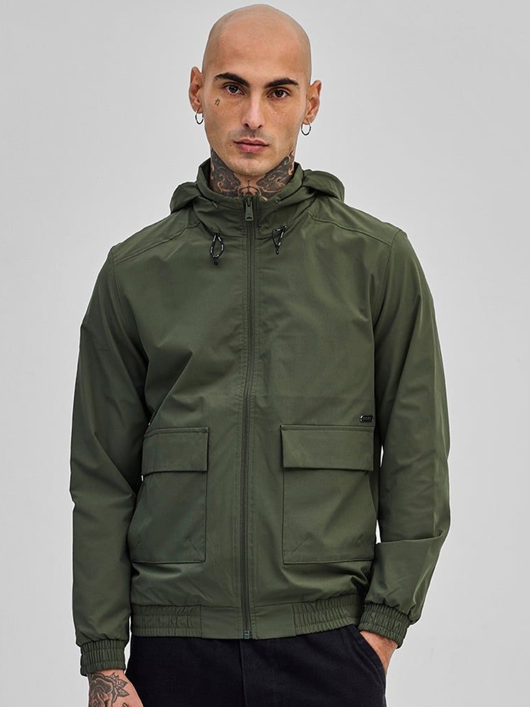 

Snitch Hooded Bomber Jacket, Olive