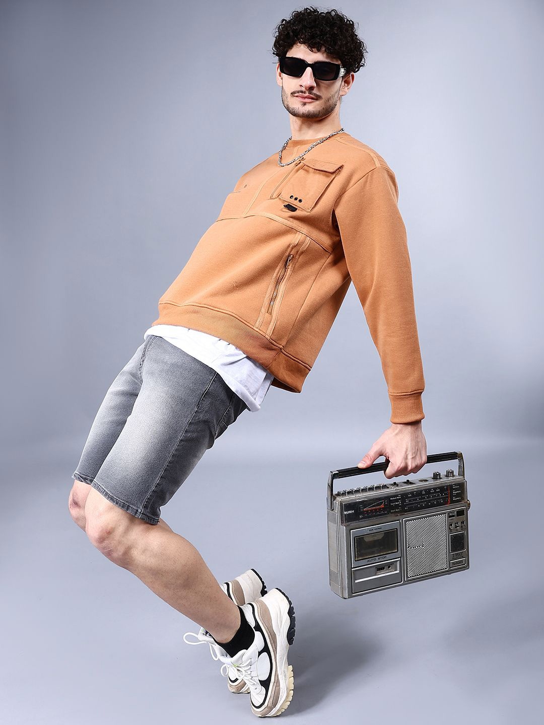 

The Indian Garage Co Men Printed Sweatshirt, Khaki