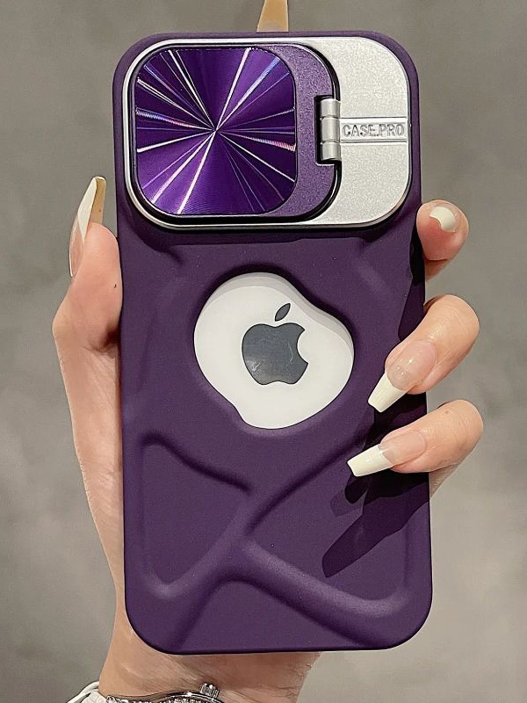 

Luxury Kase Solid Printed iPhone 14 Plus Back Case Mobile Accessories, Purple