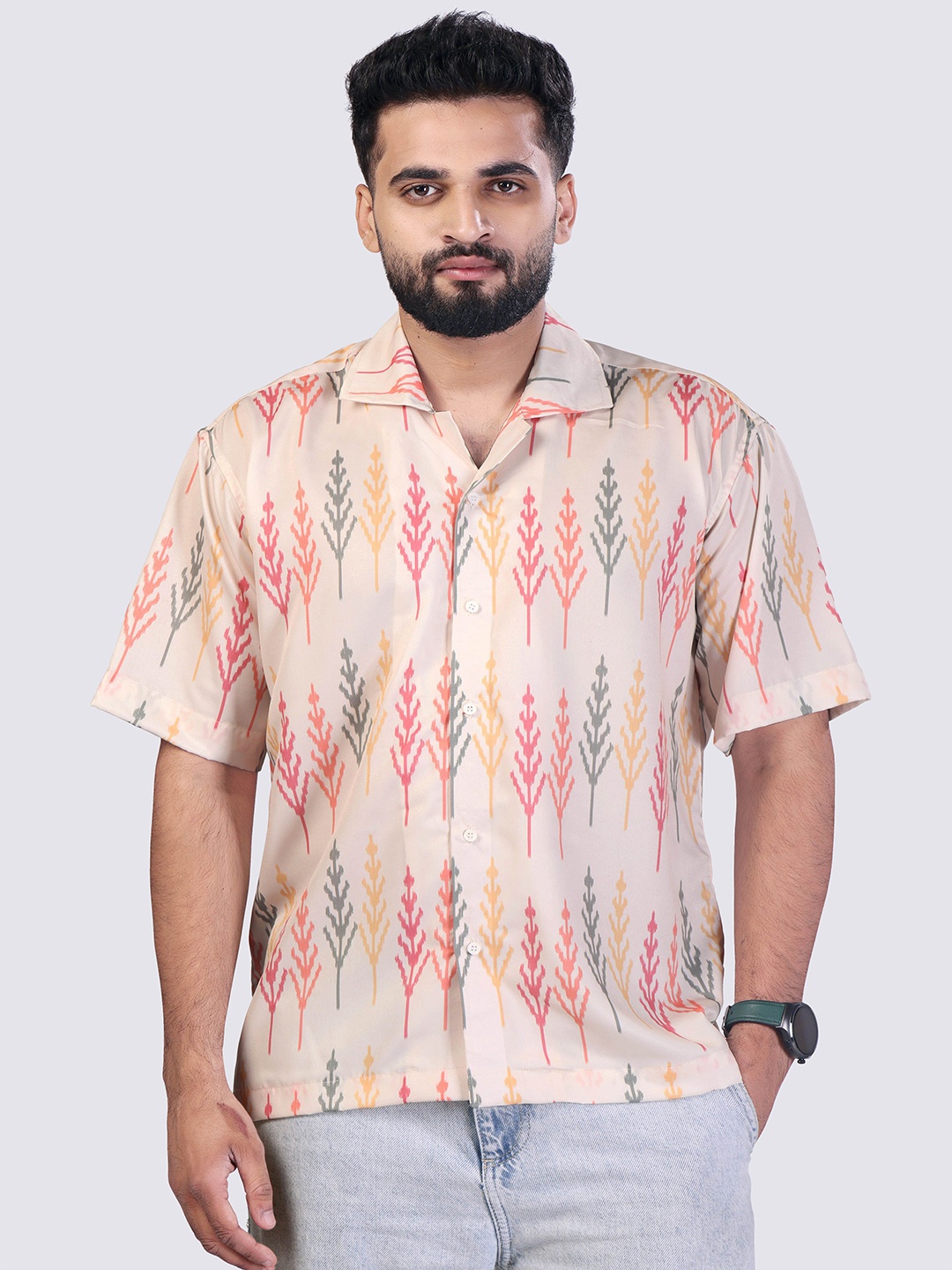 

Cultura Studio Men Comfort Fit Pastel Grove-Printed Casual Shirt, Beige