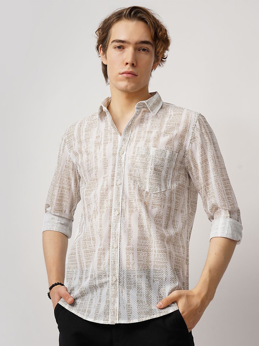 

British Club Men Classic Opaque Casual Shirt, Green