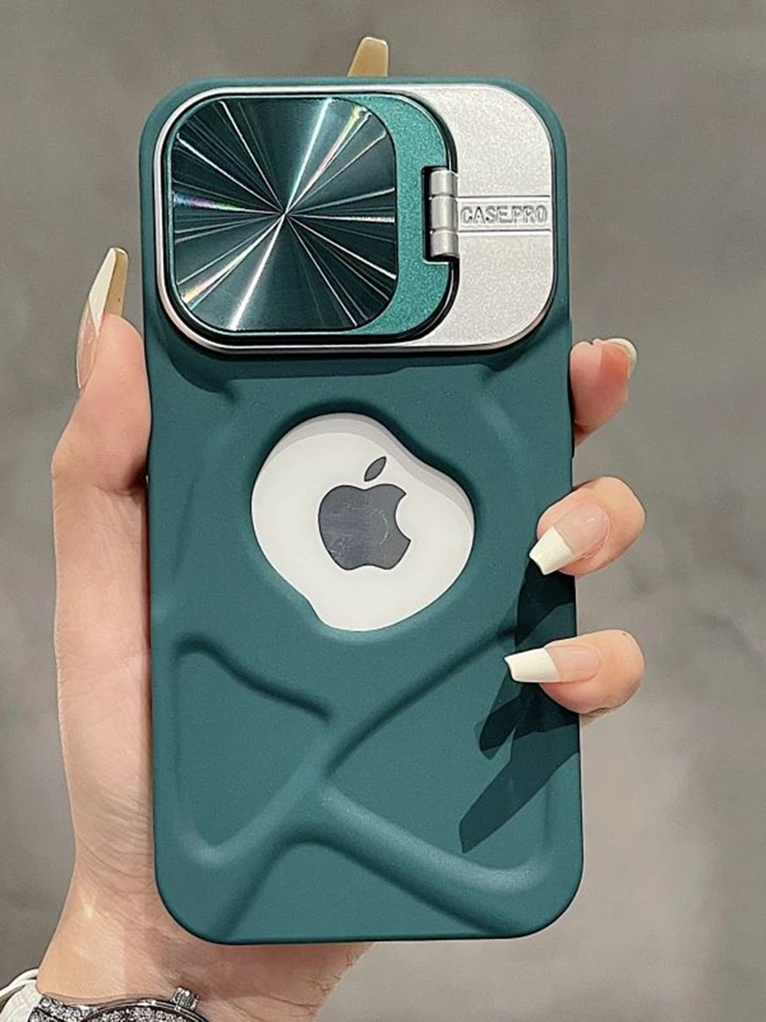 

Luxury Kase LK158 Invisible Bracket Lens Protection iPhone 14 Pro Mobile Back Case, Teal