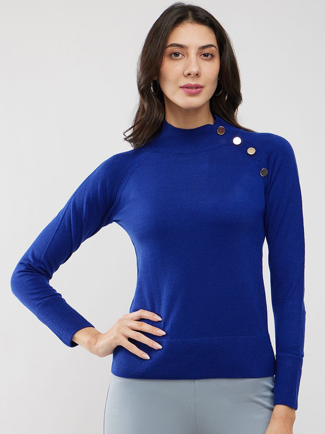 

FableStreet Women Round Neck Pullover Sweater, Blue