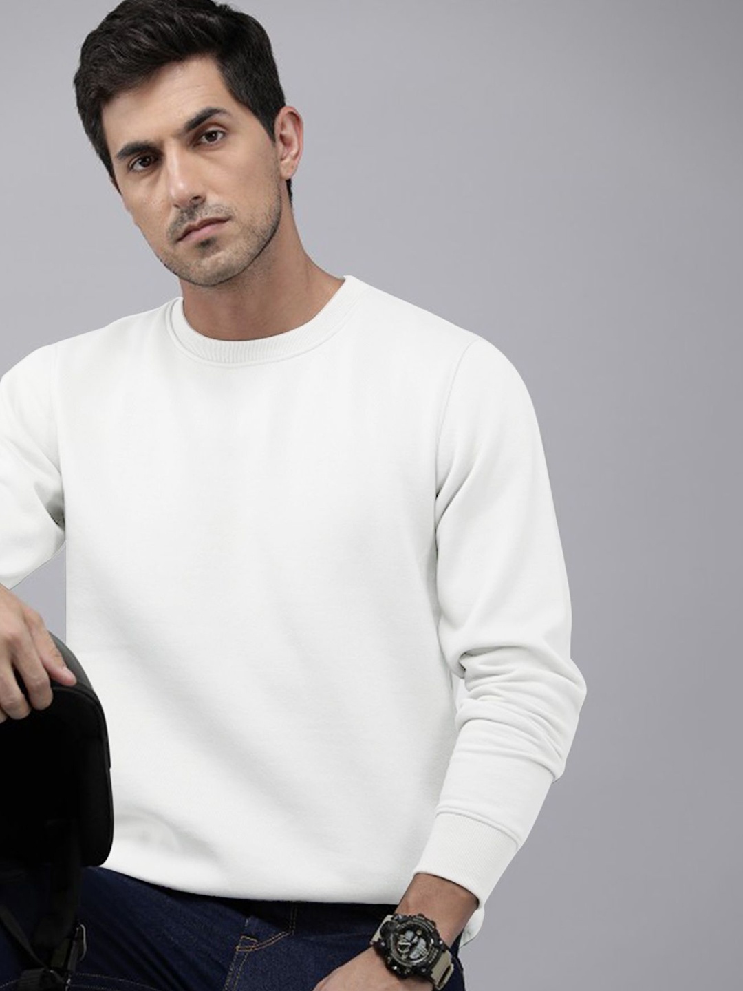 

AUSK Men Pullover Sweatshirt, White
