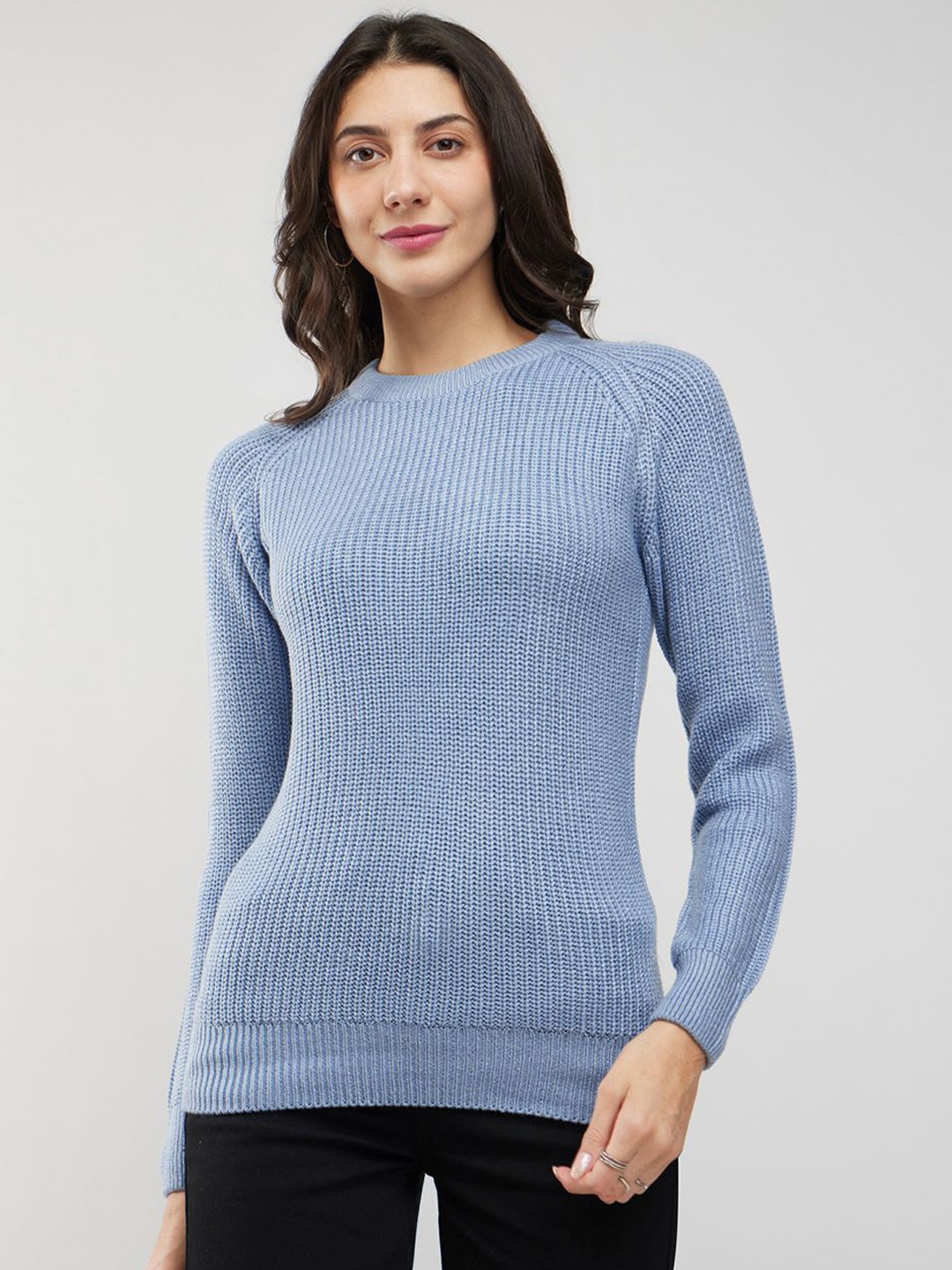 

FableStreet Women Round Neck Pullover Sweater, Blue